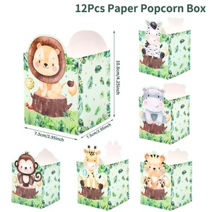 Lot de 12 Boîtes à Popcorn Mignonnes, Contenants en Papier à Imprimé <span class=keywords><strong>Licorne</strong></span> et Animaux de la Jungle pour Faveurs de Fête, Bonbons, Décoration d'Anniversaire - Product Image 6