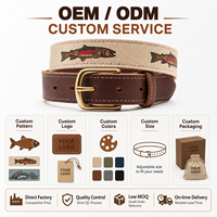 Bas quantité minimale de commande Usine Conception Personnalisée de Haute Qualité Mode en Cuir Véritable Hommes Golf Casual Ceinture Brodée avec Boucle Cooper