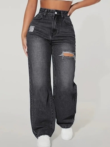 Jeans Lunghi Lavati e Strappati per Donna in Stile Europeo e Americano per il Commercio Estero - Product Image 3