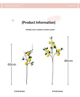 LE-464 Vente en gros de branche de citron artificielle avec fleurs, tige décorative de citron pour la décoration intérieure et la présentation en vitrine