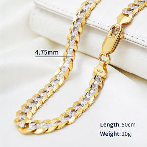 Maßgefertigte Feine Kubanische Gliederkette aus massivem 18k <span class=keywords><strong>Gold</strong></span> Au750, Zweifarbige Hip-Hop Schlüsselbeinkette, Schmuck-Halsketten - Product Image 6