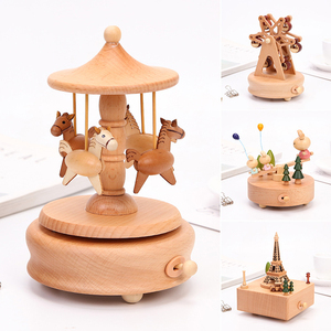 Caja <span class=keywords><strong>de</strong></span> música giratoria <span class=keywords><strong>de</strong></span> madera, carrusel, decoración del hogar, gran oferta - Product Image 4