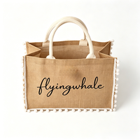 Sac fourre-tout à franges pompons personnalisé avec nom imprimé en écriture cursive – Idéal pour mariage, cadeau de demoiselle d'honneur, usage quotidien, week-end, shopping