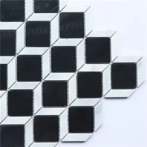6 mét màu đen và trắng đá cẩm thạch Mosaic sàn gạch cho sàn