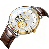 Montre automatique de plongée vintage, cadran noir mat, mouvement mécanique, bracelet en cuir, lunette argentée, montre-bracelet de luxe hommage