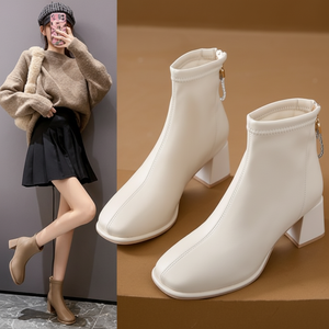 2024 nuovi stivali da donna invernali da donna stivaletti in pile con tacchi in pelliccia tacchi alti stivali corti - Product Image 1