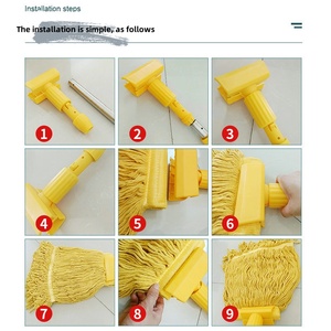 Mango de acero inoxidable giratorio Lavable a <span class=keywords><strong>mano</strong></span> escalable, fregona doméstica ecológica, cubierta de tela para cabeza de fregona reemplazable antigua - Product Image 4