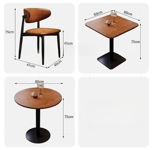 Mesa de centro de estilo retro y sillas <span class=keywords><strong>Bar</strong></span> Milk Tea Cafe Shop Juego de muebles de restaurante Juego de restaurante, mesa de cena y silla - Product Image 5