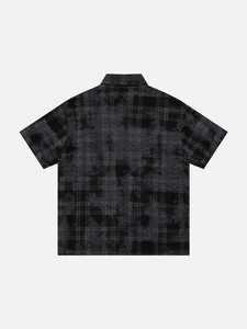 Camisa Casual de Algodón a Cuadros para Hombre, Manga Corta, Estampado Digital, Transpirable, con Botones y Cuello - Product Image 3