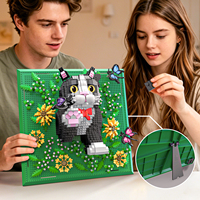 Nouvelles briques de construction de la série animale - Blocs d'assemblage décoratifs pour peinture murale de chat en modèle 3D - Mini briques - Jouet