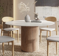 Table à manger italienne moderne de luxe en bois avec plateau en pierre, plus de 10 places, stable, durable, design ovale, mobilier de salle à manger, hôtel