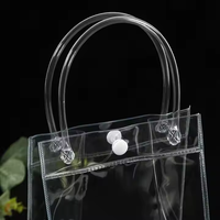 Sachet d'emballage alimentaire transparent en PVC de qualité alimentaire, personnalisable, avec fond carré, poignée de longueur standard et logo personnalisé, recyclable
