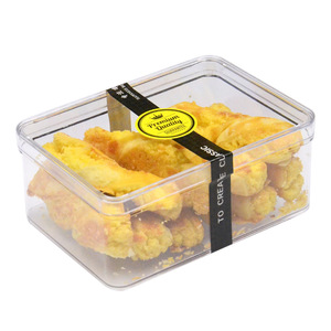 Boîte à biscuits rectangulaire personnalisée OEM avec couvercle en ruban transparent, boîte d'emballage alimentaire en plastique rigide de qualité alimentaire - Product Image 1