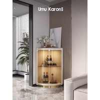 Meuble à Vins d'Angle en Acier Inoxydable de Luxe Accessible, Vitrine d'Exposition Biguanyuan pour Salon avec Tiroir