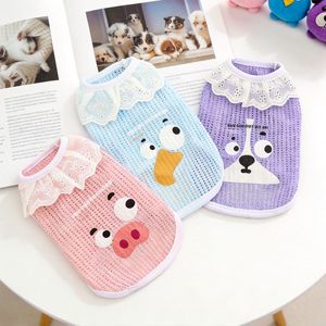 Cute Cartoon Pet Summer Mesh Vest With Lace Collar Breathable Dog Cat <b>Clothes</b> Pink Sky Blue Purple - Product Image 1