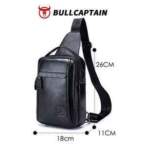 Bolso Bandolera de Cuero Genuino BULLCAPTAIN para Hombre, Bolso de Hombro de Moda, Bolso Cruzado Vintage para Viaje - Product Image 6