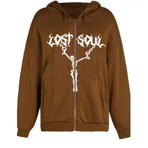 Oversized Vrouwen Hiphop Rits Hoodie Emo Grunge Gothic Kleding Kleding Voor Tienermeisjes En Jongens