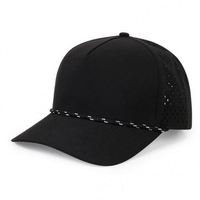 Casquette de pêcheur 5 panneaux personnalisée de haute qualité, anti-transpiration, avec trous découpés au laser, maille respirante, logo imprimé, fermeture snapback pour la course à pied