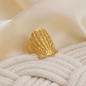 Anillo de Concha de Vieira de Acero Inoxidable 18K Ajustable, Joyería de Moda para Mujer, Regalo - Product Image 4