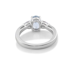 Кольцо из трех камней с сертификатом GRC 1.2ct аквамариновое сапфировое кольцо 18 карат белое золотое кольцо овальной формы ювелирные изделия унисекс - Product Image 3