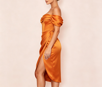 Dernières pièces en stock : Robe décontractée mi-longue sexy à épaules dénudées pour femmes, style européen et américain, en liquidation