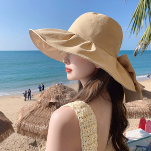 Phụ Nữ Của Mùa Hè Mặt Trời Hat Lớn Rim <span class=keywords><strong>Net</strong></span> Người Nổi Tiếng Sequined Bowknot Mô Hình Phim Hoạt Hình Windproof Xô Hat Cho Sử Dụng Hàng Ngày Phong Cách Mới - Product Image 4