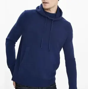 OEM neue stilvolle coole Pullover Hoodie Pullover 12GG lange Ärmel Slim Fit gestrickte Pullover Hoody Strickwaren mit Taschen für Männer