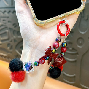 Mignon en plastique perle sac breloque sac à dos pendentif porte-clés mignon poupée perlée téléphone dragonne perle rouge chaîne <span class=keywords><strong>de</strong></span> téléphone portable - Product Image 3