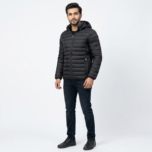 Black Puffer <b>Jackets</b> Cold Weather Winter Bubble Puff Canvas Puffer <b>Jacket</b> with Hood <b>Waterproof</b> Winter <b>Jacket</b> Outerwear <b>Warm</b> - Product Image 1