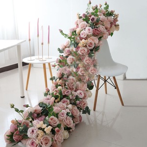 Chemin de table en fleurs de soie bleu gypsophile pour la décoration de salle de réception de mariage - Product Image 6