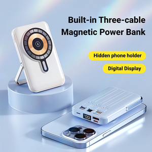 New Magnetic đứng Type-C ngân hàng điện được xây dựng trong cáp sạc nhanh nhỏ gọn xách tay <span class=keywords><strong>10000mAh</strong></span> không dây sạc điện thoại di động - Product Image 6