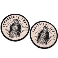 Coudre sur des badges de tissage étiquettes personnalisées école Machine fille Logo tissé vêtements patchs avec bordure Merrow