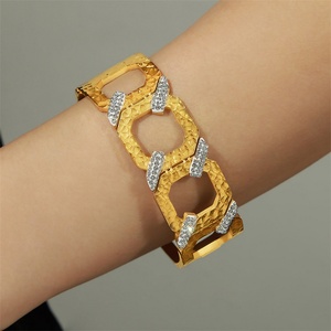 Luxury Elegant Personalized Jewelry <b>Bracelet</b> Stainless Steel Zircon Charm Hollow Link Chain <b>Bangle</b> <b>Bracelet</b> - Product Image 6