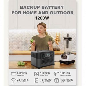 1200W <span class=keywords><strong>UPS</strong></span> Power Bank Generador Estación de energía portátil de emergencia Estaciones Eu Uk 110V Lifepo4 Batería de litio recargable al aire libre - Product Image 4