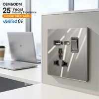 KESHIQI Prise murale de charge universelle multifonction en verre trempé avec ports USB Type-C 5V 2.1A pour smartphone et tablette