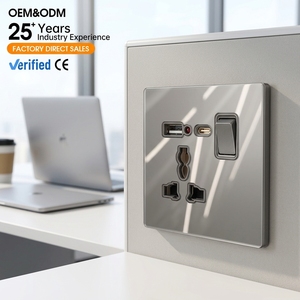 مقبس حائط KESHIQI متعدد الوظائف من الزجاج المقوى مع منافذ USB من نوع C بقوة 5 فولت 2.1 أمبير للشحن، مناسب للهواتف الذكية والأجهزة اللوحية - Product Image 1