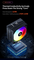 Refroidisseur CPU ARGB X WANJiA Prix Usine 6 Caloducs Roulement Fluide 120mm 4 Broches PWM Silencieux Cuivre & Aluminium pour PC