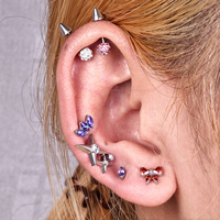 Piercing Labret en Titane ASTM F136 G23 avec Zircon Cubique Violet Marquise, Plaqué Or, Filetage Interne, pour Cartilage, Tragus, Hélix, Conch