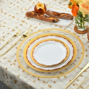 7 Inch Custom Party Banquet Plastic Gold Stars Mosaic Round Transparent Clear Table Charger Plates for Wedding Dinner Reception