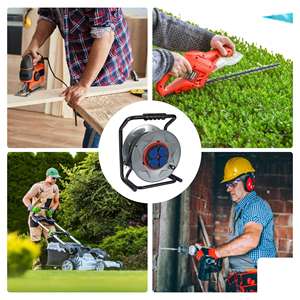 ENROULEUR DE CÂBLE PROFESSIONNEL EN NÉOPRÈNE AVEC SYSTÈME ANTI-TORSADE-40 m - 3G2.5 - 4 PRISES-PRISE FRANÇAISE - Product Image 4