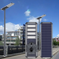 Aluminium 150W-300W lampu jalan Panel surya, kontrol jarak jauh Sensor Radar semua dalam satu tahan air IP67 LED, desain luar ruangan baru