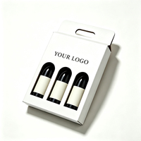 Boîtes de présentation Gable avec poignée, emballage cadeau en carton de luxe pour 3 bouteilles, emballage pour vin