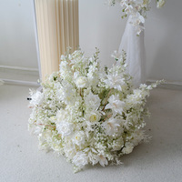 Arco Floral Blanco Estilo Europeo para Bodas, Arreglo de Flores de Seda para Escenario de Boda, Fondo de Bienvenida con Panel KT y Decoraciones para Ceremonia