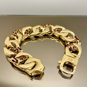 Pulsera de cadena de eslabones curvos para joyería de moda Unisex 18K oro sólido Miami pulsera cubana pulsera de oro Real - Product Image 1