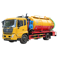 Camion de nettoyage des eaux usées Dongfeng avec moteur auxiliaire, jet d'eau haute pression et aspiration par vide