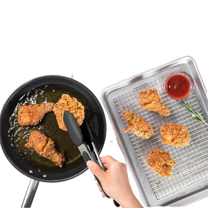 18/8 kauçuk paslanmaz çelik pişirme maşa silikon Mini hizmet klip kavrama barbekü mutfak Bpa ücretsiz Premium mutfak silikon gıda maşası - Product Image 3