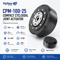 Motor de Engranajes Sin Escobillas con Imán Permanente para Articulación Robótica Cicloidal, 25 Nm, 60 RPM, 24-48 V, 213 W, Controlador PCB Integrado, Doble Codificador, CAN Bus
