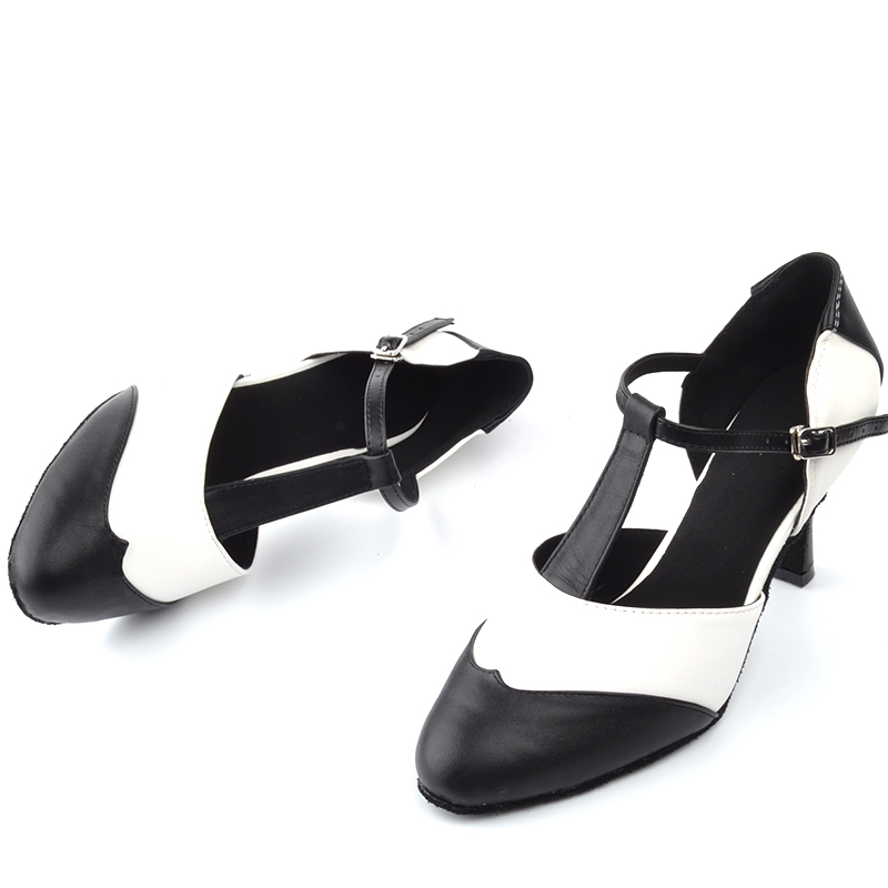Custom Tango Ballroom Bottom Latin Dance Shoes Woman Black Leather Dancing Shoes