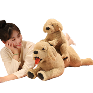 Peluche en coton PP pour simulation de princesse, grande poupée chien jaune couchée, cadeau pour enfant, vente en gros, lavée, super douce - Product Image 1