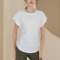 T-shirt de sport respirant en polyester et coton 180g, coupe ajustée, manches courtes, pour la course, l'entraînement, le yoga, les exercices, impression par sublimation pour femmes